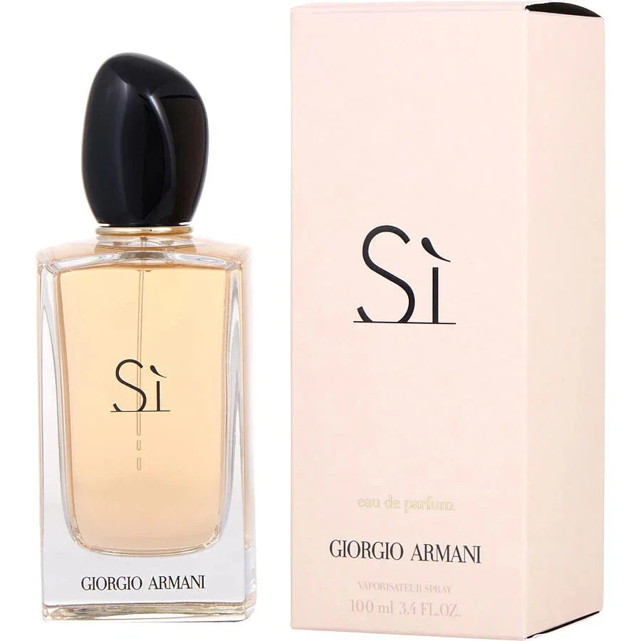 Giorgio Armani Si perfume bottle and packaging on a white background